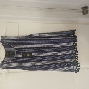 W5 blue and gray Tassel Bottom Sleeveless Knit Top
